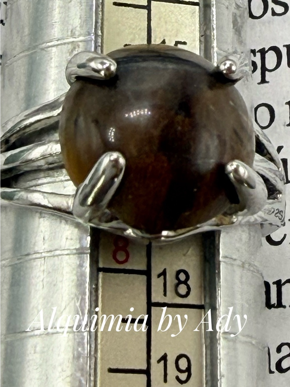 Alquimia Silver Ring with Brown Tiger’s Eye Cabochon